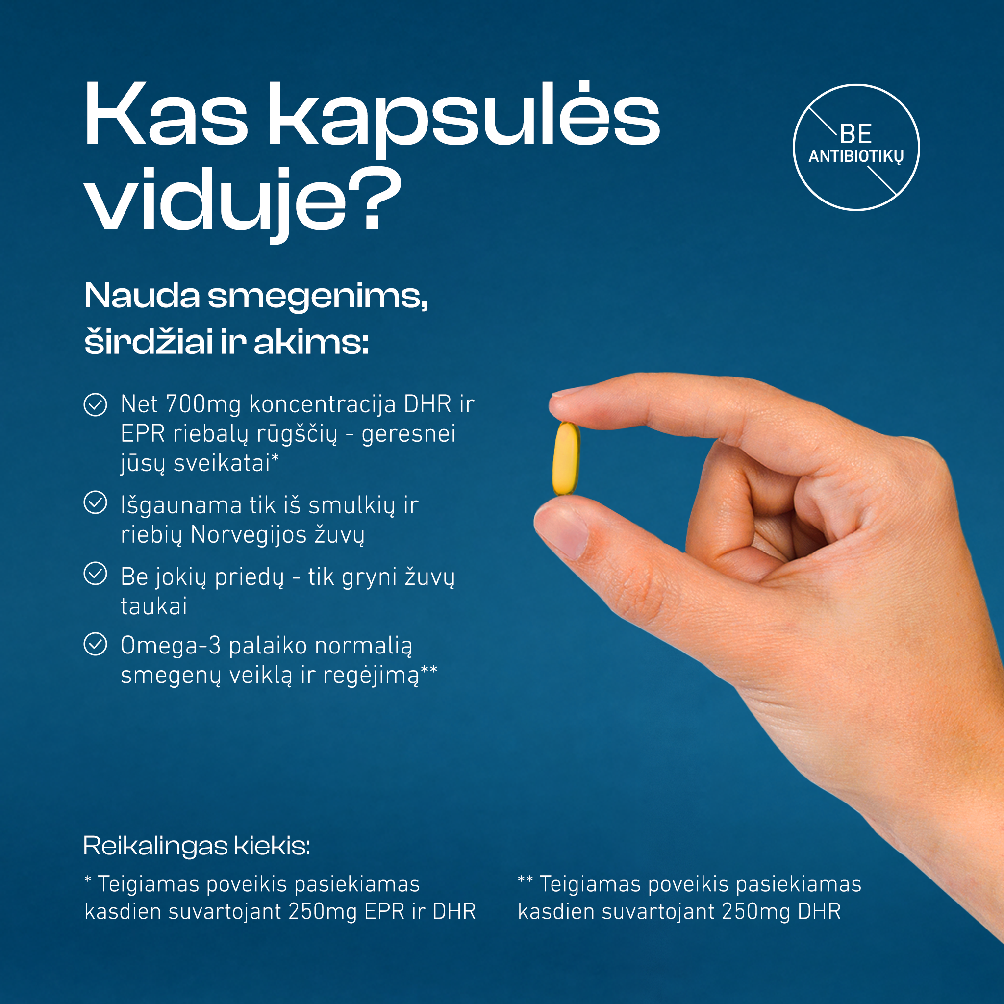 Omega-3 Forte 70%, 120 kapsulių