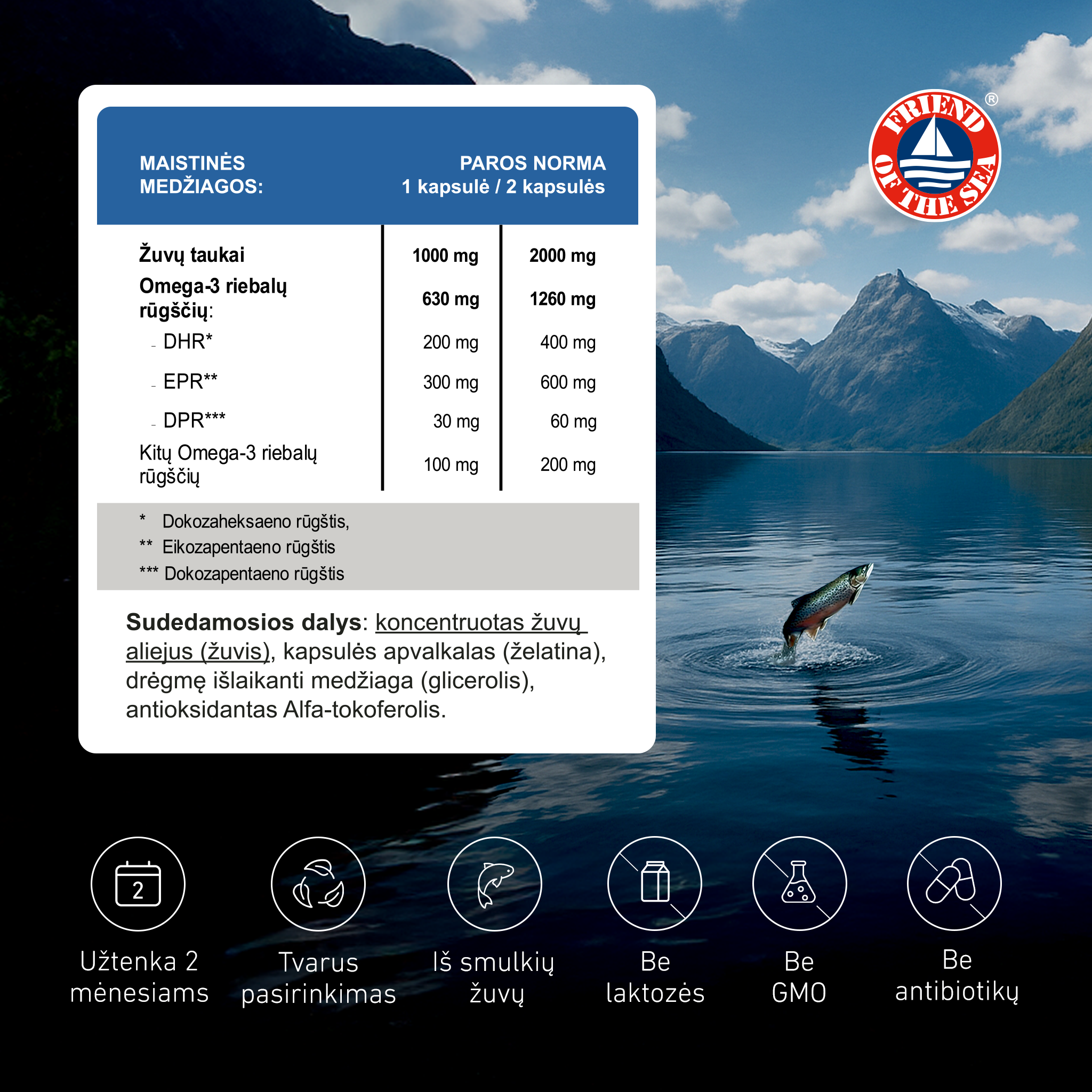 Omega-3 Forte 70%, 120 kapsulių