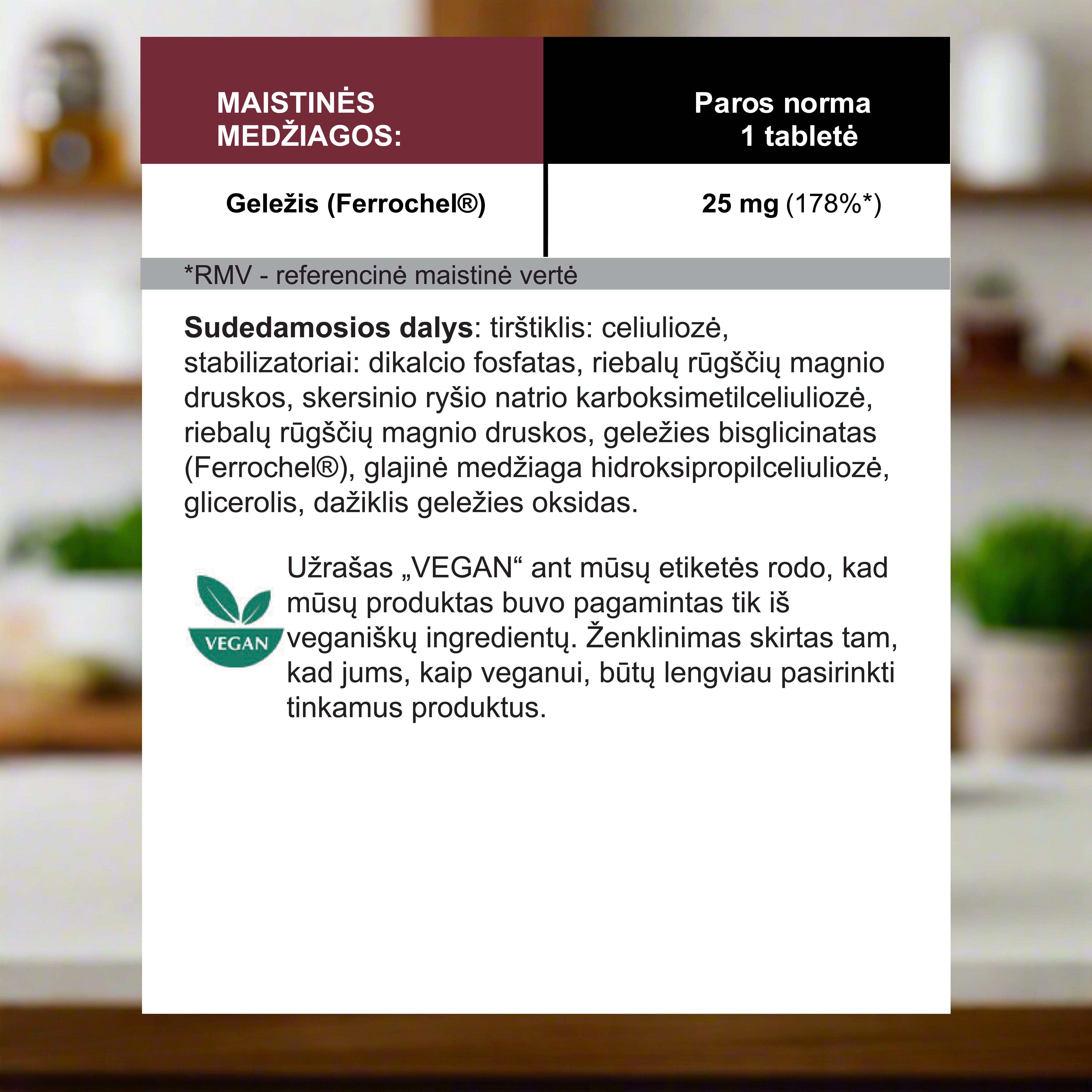 Geležis „Ferrochel®“, 25mg