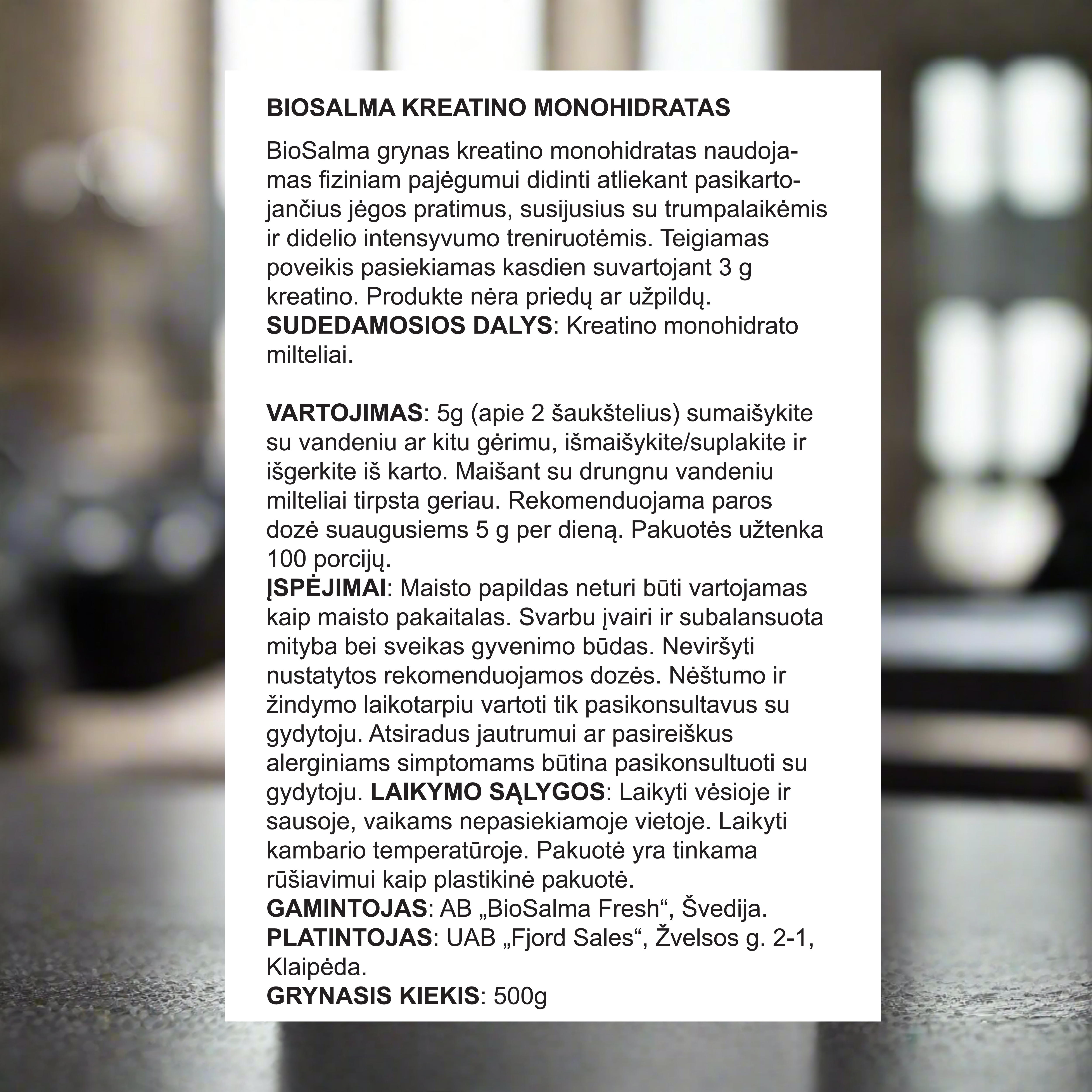 Kreatino Monohidratas, 500g