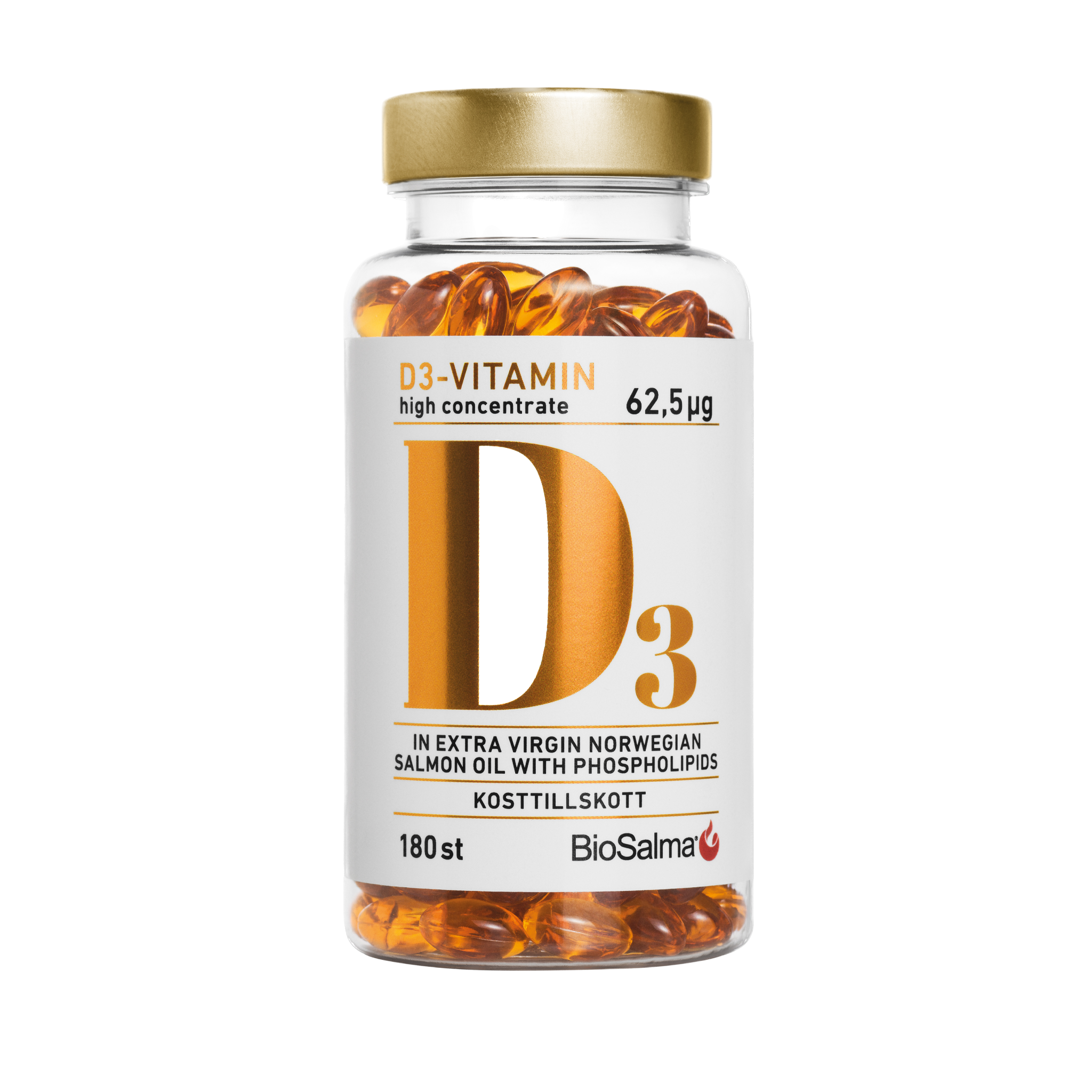 Vitaminas D3 (2500TV) + Omega3 lašišų taukai, 180 kapsulių
