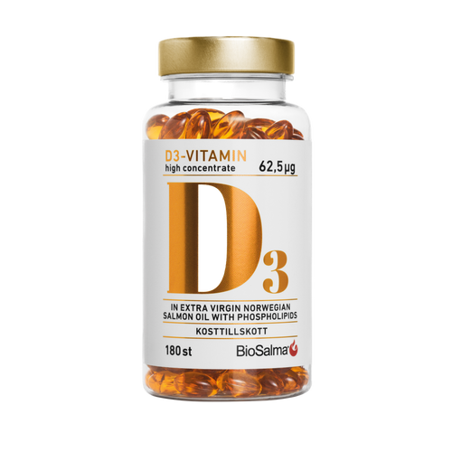 Vitamin D3 (2500IU) + Omega3 salmon oil, 180 capsules