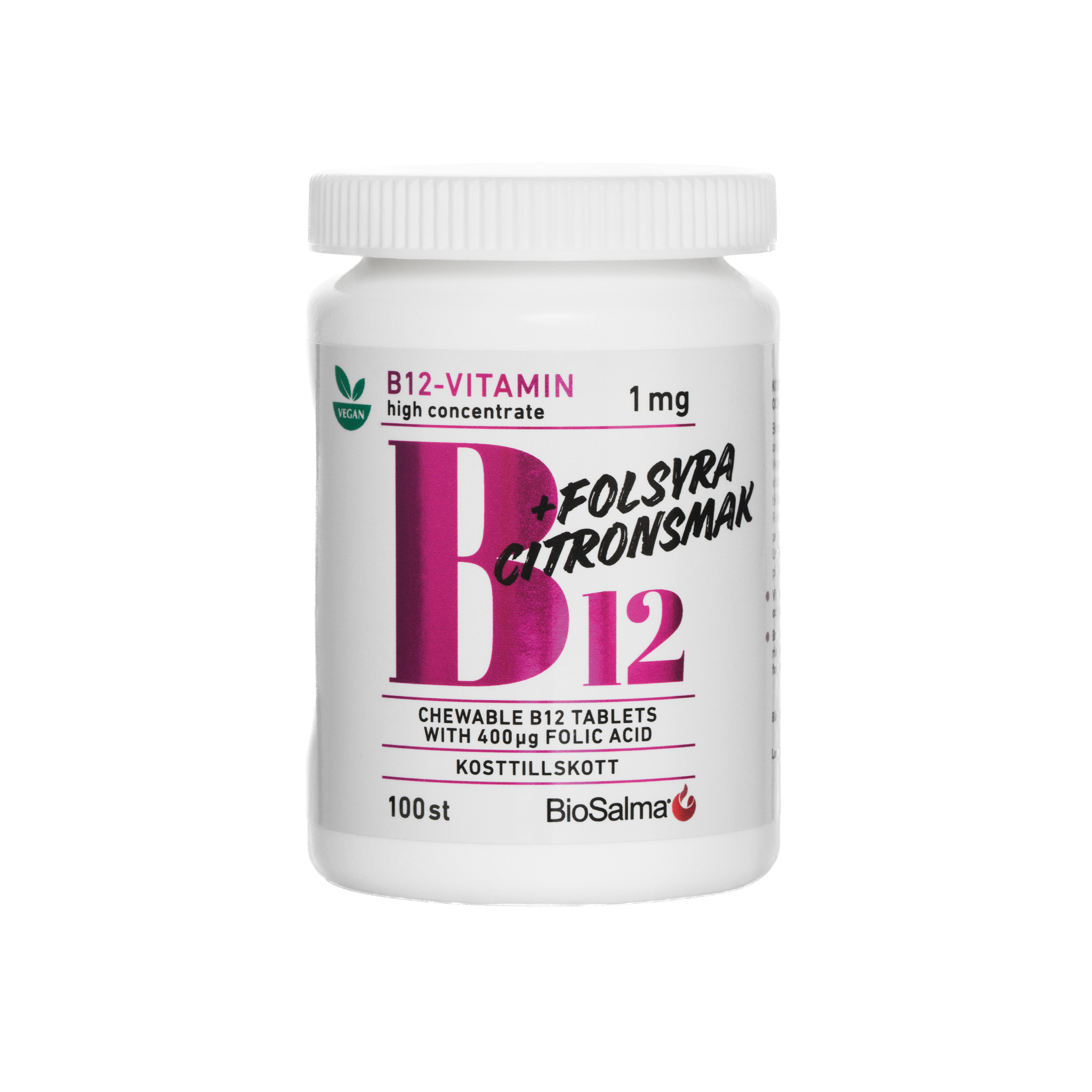 Vitaminas B12 su Folio Rūgštimi, 100 tablečių