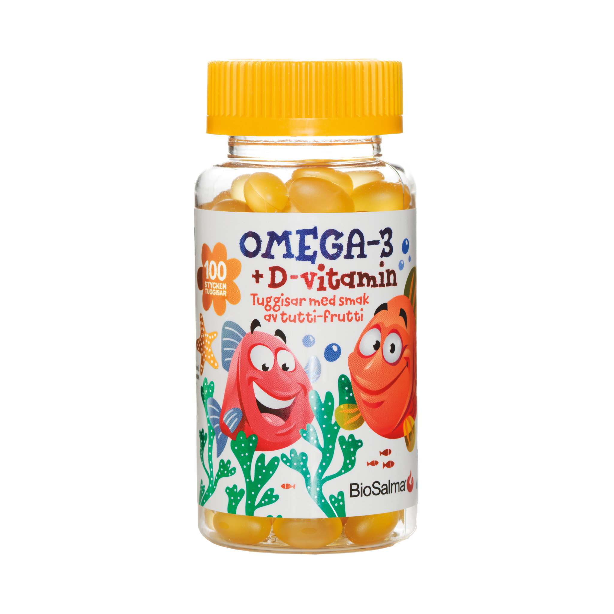 Omega-3 Vaikams + Vitaminas D3 ir E, 100 kapsulių