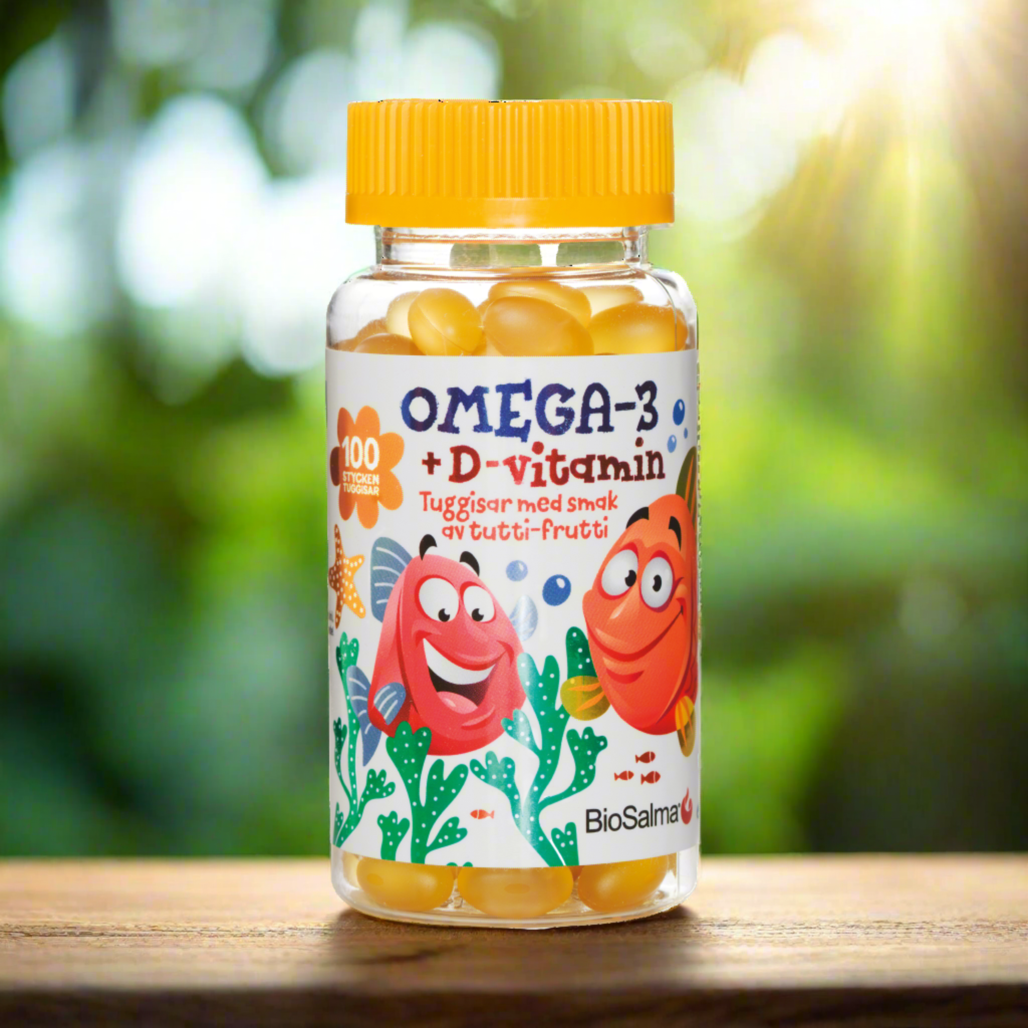 Omega-3 Vaikams + Vitaminas D3 ir E, 100 kapsulių