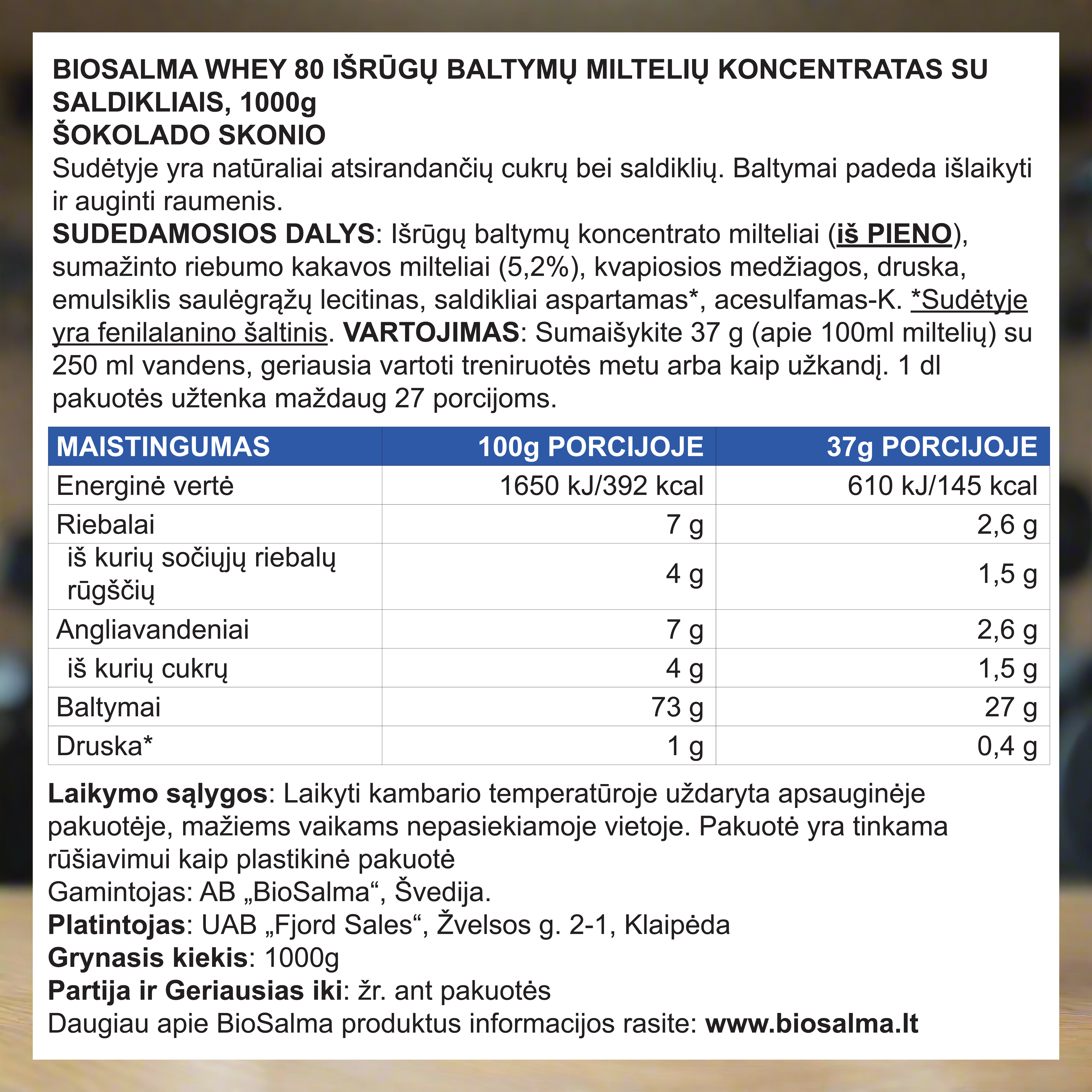 Išrūgų Proteinas Šokolado skonio, 1kg