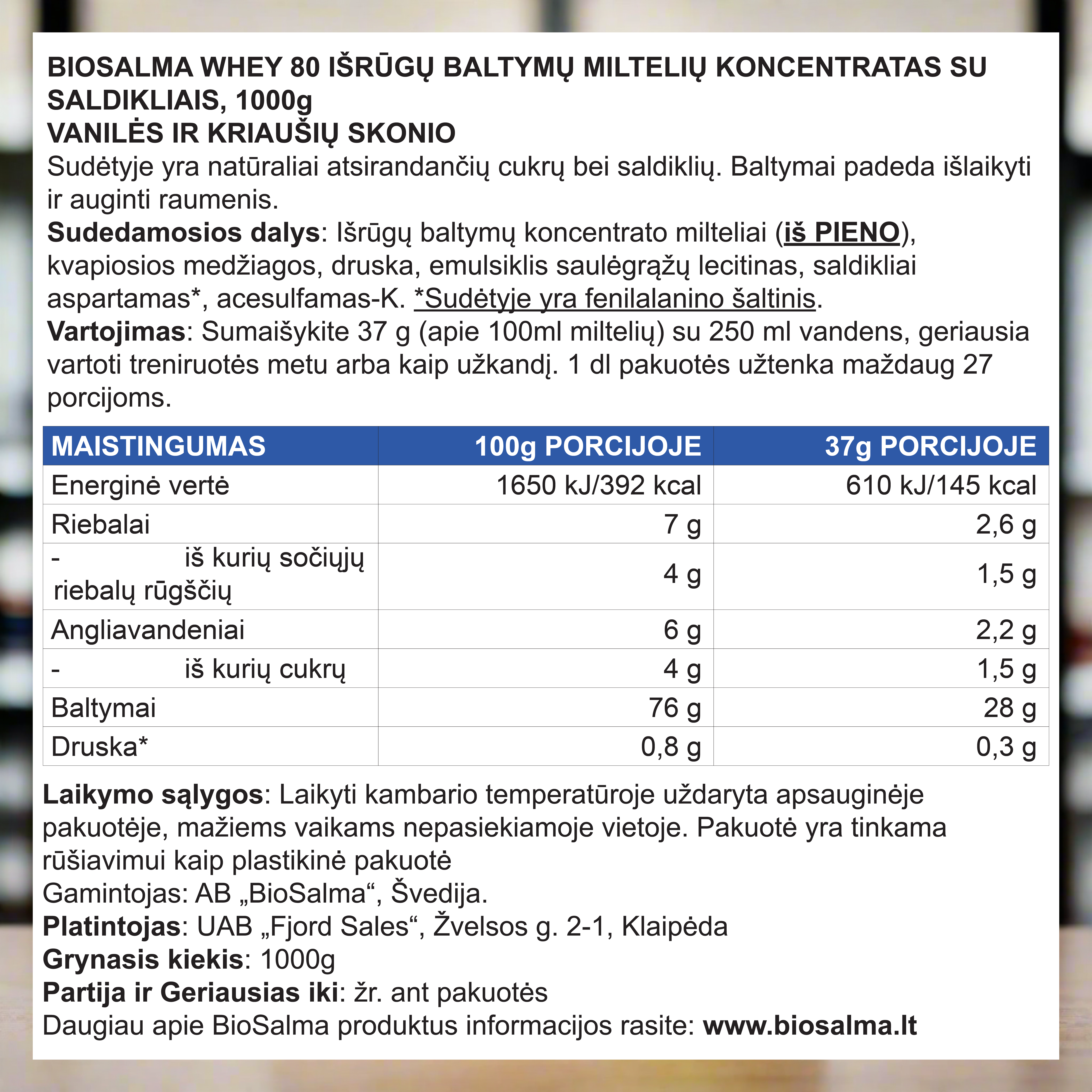 Išrūgų Proteinas Kriaušių ir Vanilės skonio, 1kg