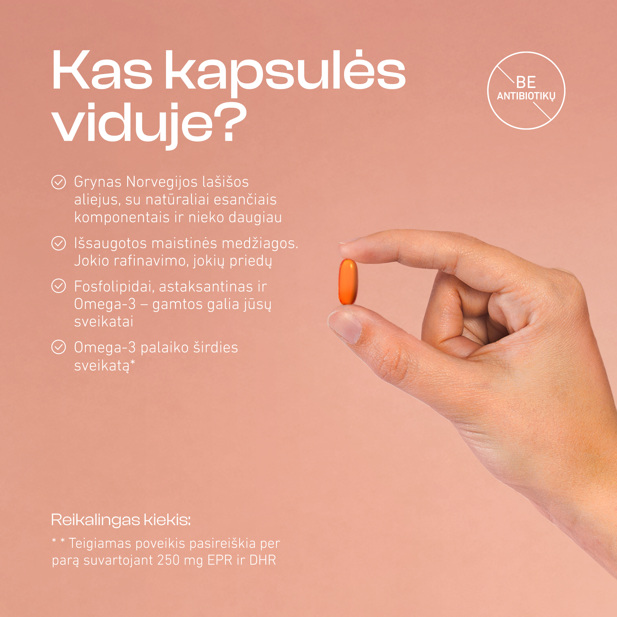Omega-3 Tyri norvegiškų lašišų žuvų taukai, 180 kapsulių