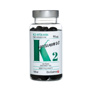 BioSalma K2 + D3 vitaminas - kaulų mineralizacija, kolageno sintezė, natūralus kokosaliejuje, 100 kapsulių