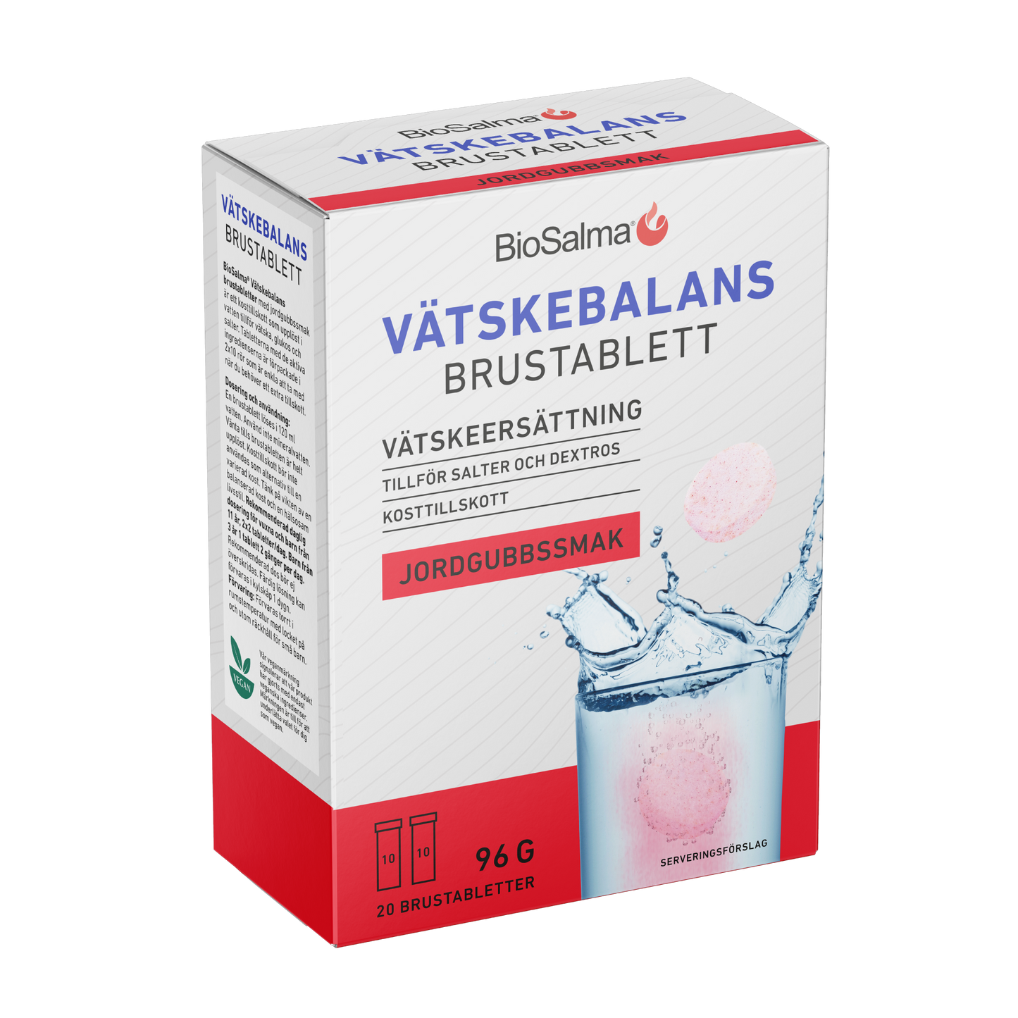 Vandens Balansas braškių skonio elektrolitai, 20 tab.