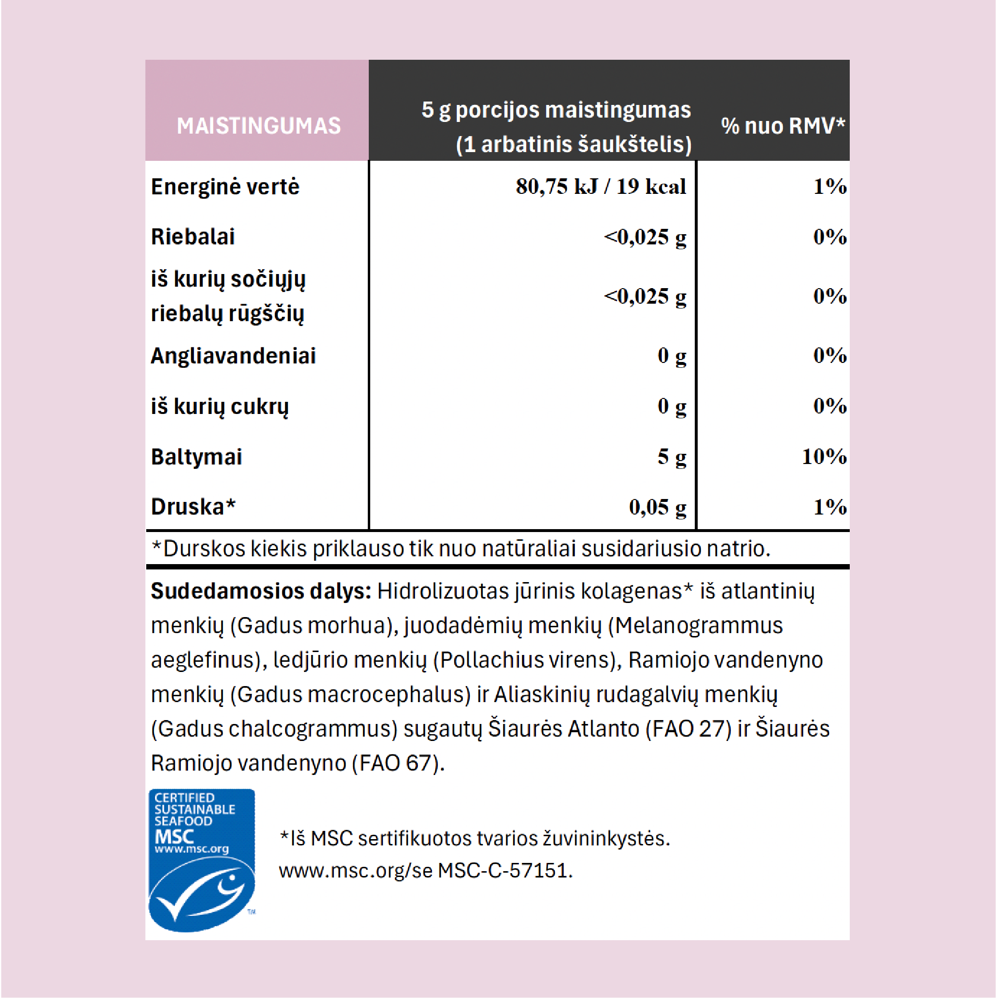 Jūrinis Kolagenas, beskonis, 175g