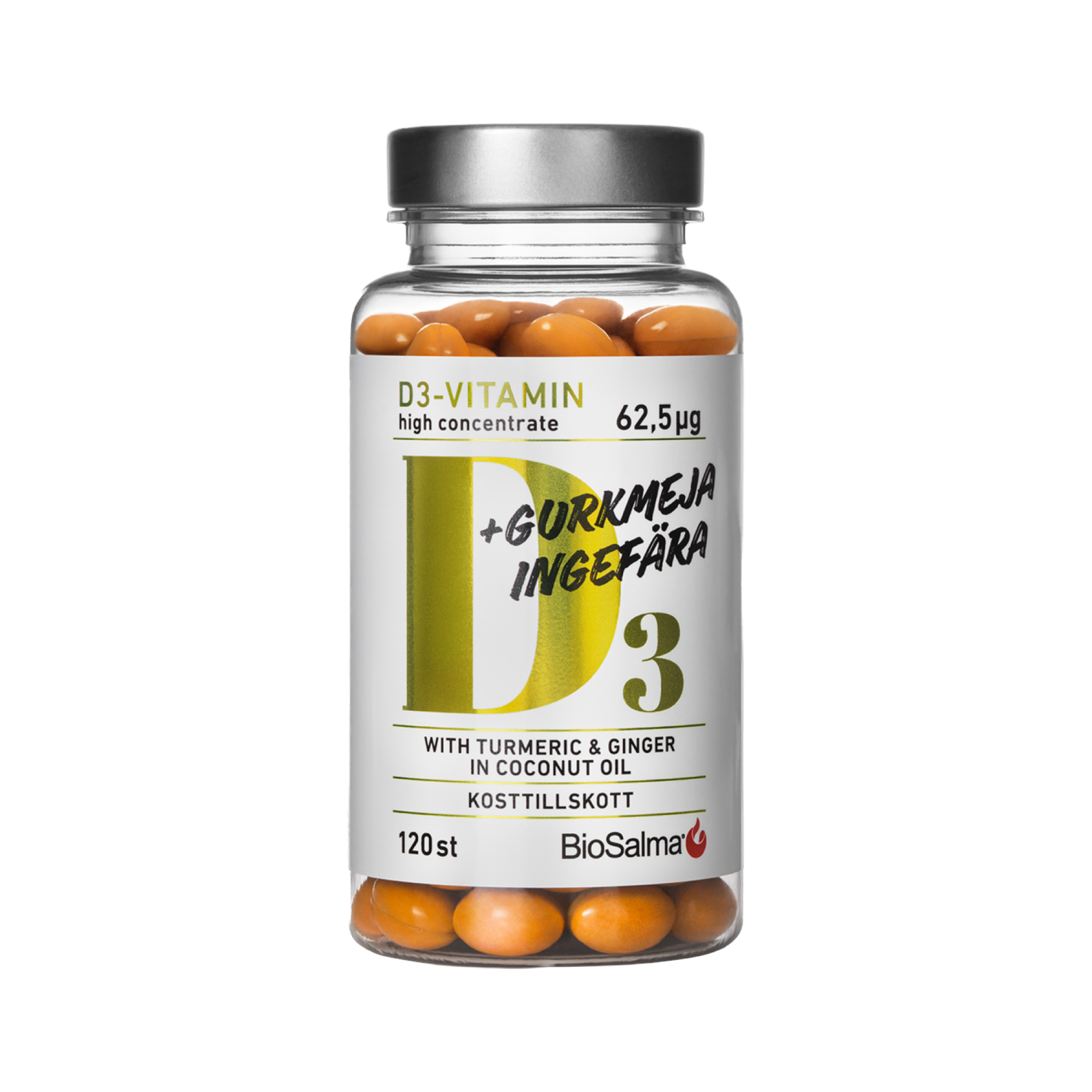 Vitaminas D3 (2500TV) + Ciberžolė, Imbieras ir Pipirai 120 kapsulių