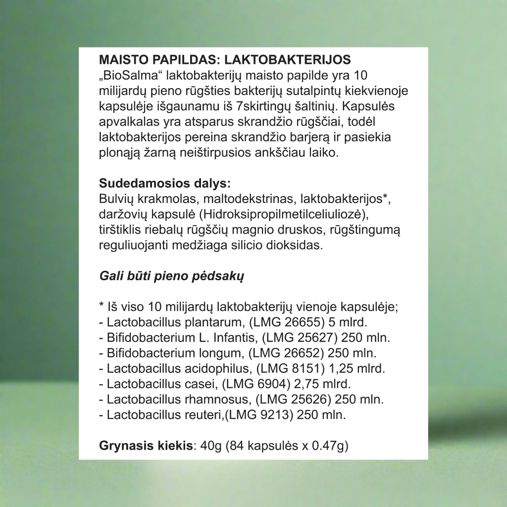 Lakto bakterijos, 84 kapsulių
