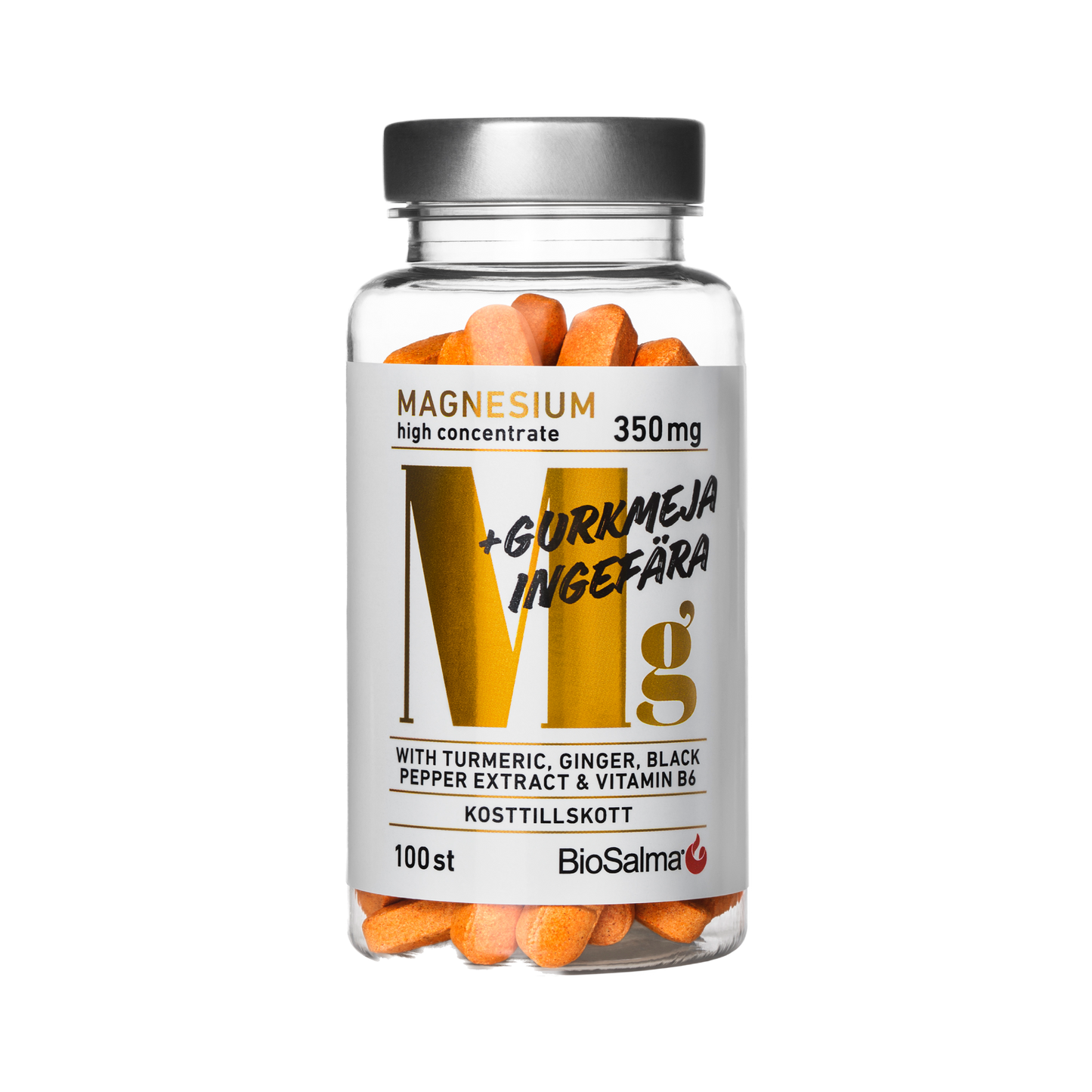 Magnesium with extracts of turmeric, ginger and black pepper, 100 tablets