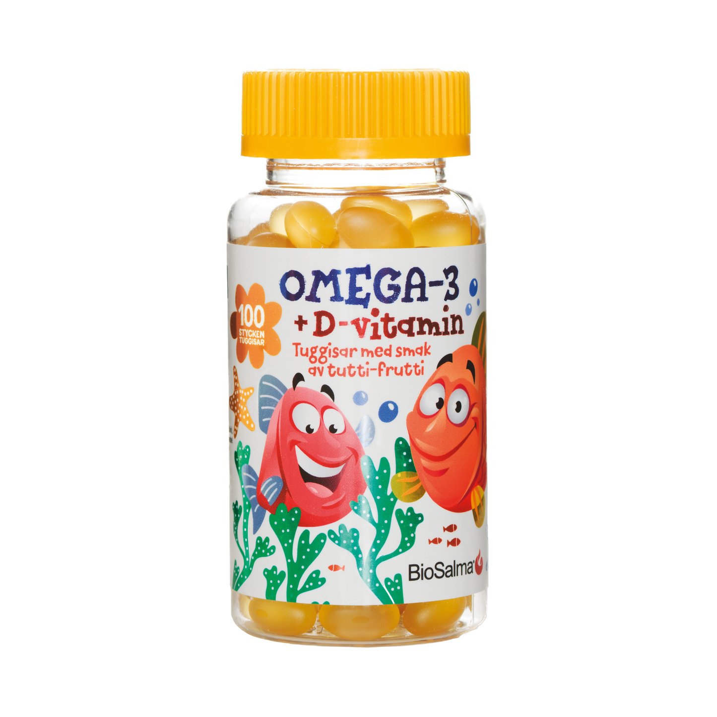Рыбий жир Омега-3 для детей с витаминами D3, E и K, 100 жевательных капсул