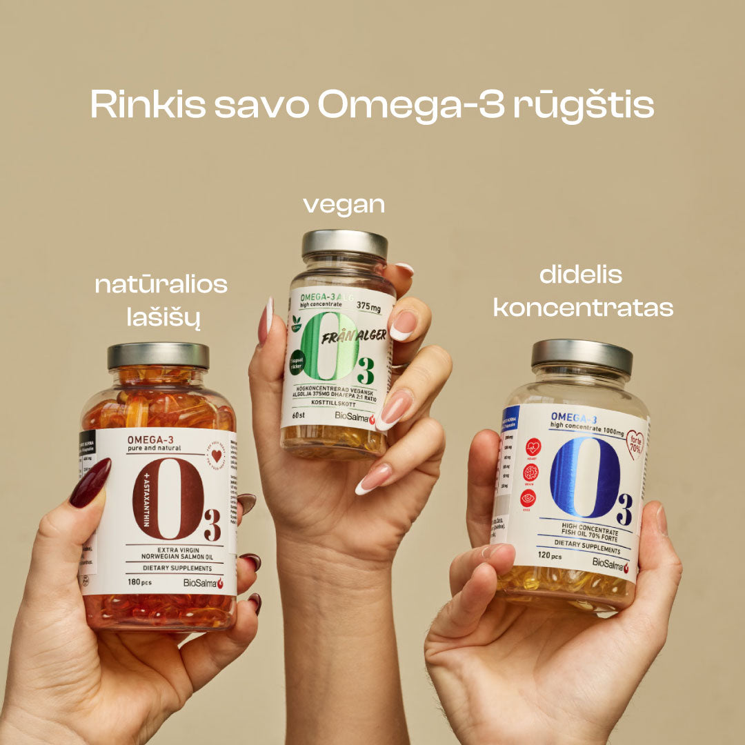 Omega-3 Tyri norvegiškų lašišų žuvų taukai, 180 kapsulių